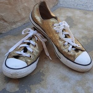 Converse All Star 5.5 metallic gold snakeskin shoes